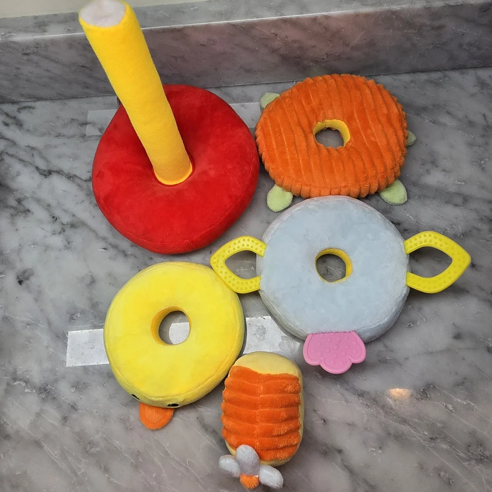 iPlay, iLearn Fabric Plush Stacking Rings for Babies with Teething Rings,‎ Soft